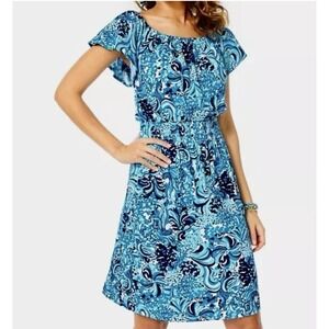 Lilly Pulitzer Clarette Flutter Sleeve Dress Resort White Mermazing Medium NWOT
